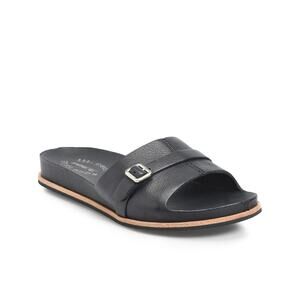 New Kork-Ease Downey Black Leather Buckle Slide Sandal Women's Size 9